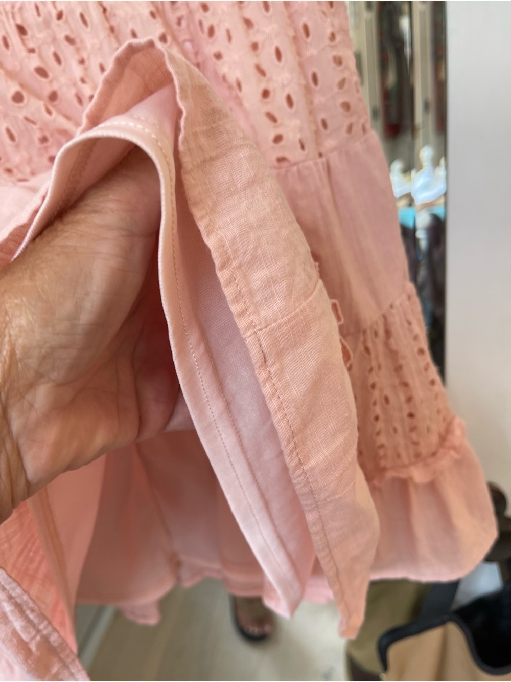 Women’s size M Loveriche Blush Pink Eyelet Tiered Sundress. - Picture 3 of 8